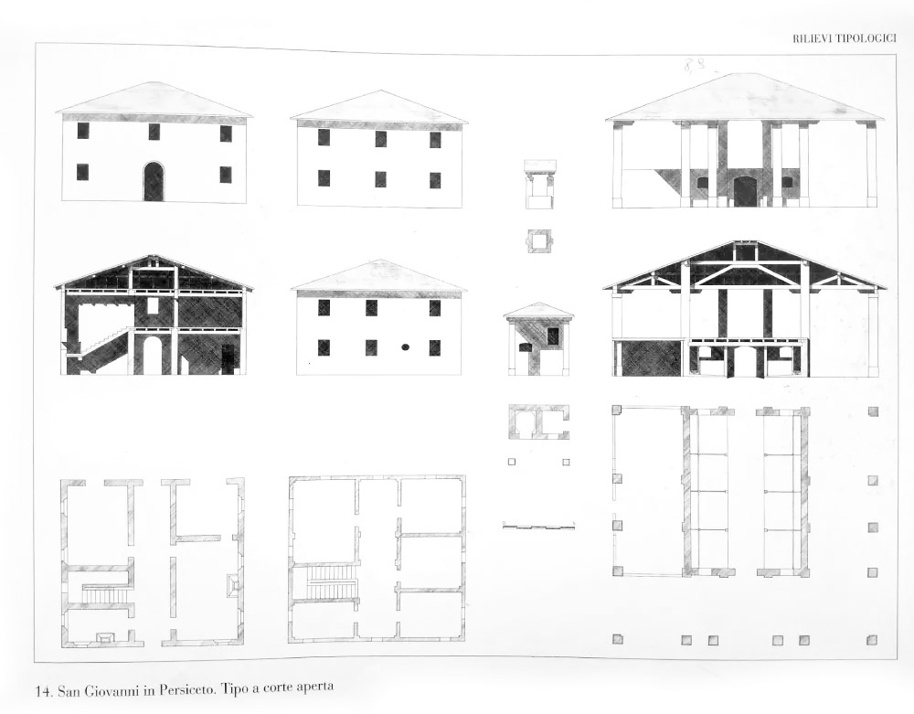 Tipo a corte aperta. Tavola 14. Dal volume: La fondazione architettonica della campagna Pag. 165.